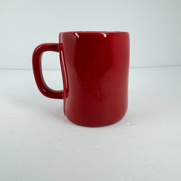 Rae Dunn Jingle Jangle Red Glossy Ceramic Christmas Mug White Inside Holiday Cup - Picture 2 of 5